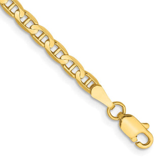7" 10k Yellow Gold 3mm Concave Anchor Chain