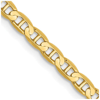 24" 10k Yellow Gold 3mm Concave Anchor Chain