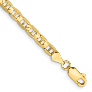 7" 10k Yellow Gold 3.75mm Concave Anchor Chain