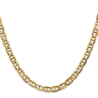24" 10k Yellow Gold 5.25mm Concave Anchor Chain