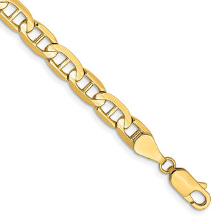 7" 10k Yellow Gold 5.25mm Concave Anchor Chain