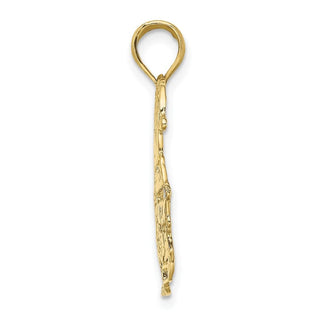 10k Yellow Gold Polished Christmas Tree and Santa Pendant