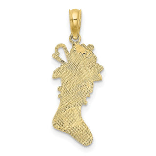 10k Yellow Gold Polished Christmas Stocking Pendant