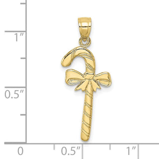 10k Yellow Gold Solid Polished Candy Cane Pendant