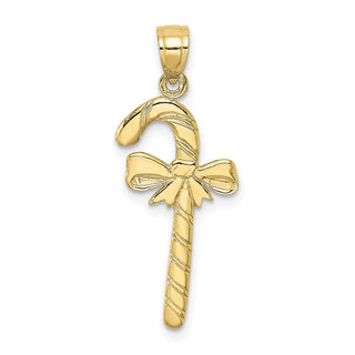 10k Yellow Gold Solid Polished Candy Cane Pendant