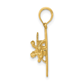 10K Yellow Gold 3-D High-Wing Airplane Pendant