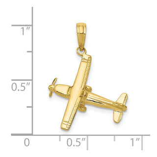 10K Yellow Gold 3-D High-Wing Airplane Pendant