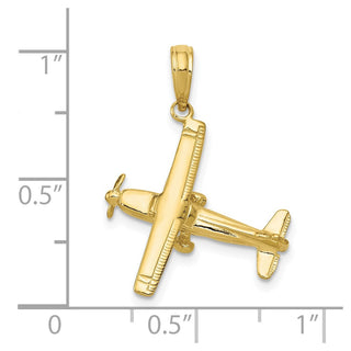 10K Yellow Gold 3-D High-Wing Airplane Pendant