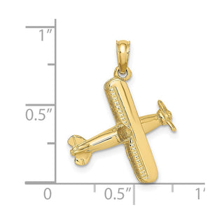 10K Yellow Gold 3-D Bi-Plane Charm