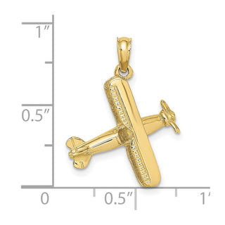 10K Yellow Gold 3-D Bi-Plane Charm