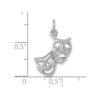 10k White Gold Polished Open-Backed Comedy/Tragedy Charm