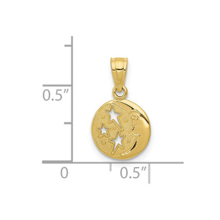 10K Yellow Gold Moon & Stars Pendant