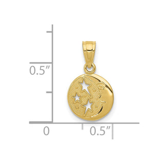 10K Yellow Gold Moon & Stars Pendant