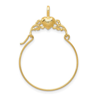 10K Yellow Gold Polished Heart Charm Holder Pendant