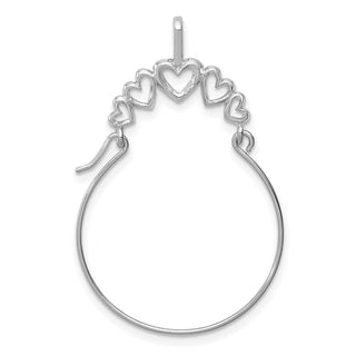 10k White Gold Polished 5-Heart Charm Holder Pendant
