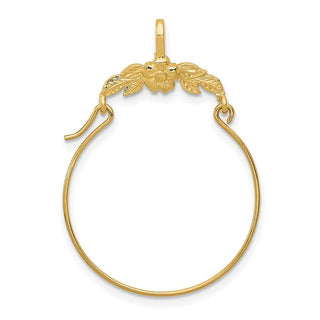 10K Yellow Gold Polished Floral Charm Holder Pendant