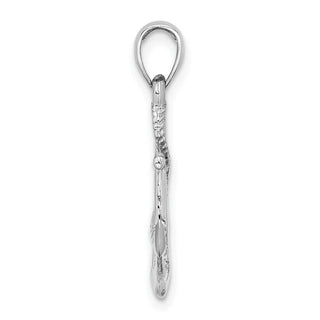 10k White Gold Solid Polished 3-Dimensional Anchor Pendant