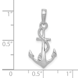 10k White Gold Solid Polished 3-Dimensional Anchor Pendant
