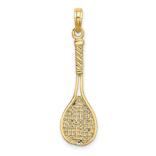 10K Yellow Gold Solid Polished 3-D Tennis Racquet Charm 10D1440