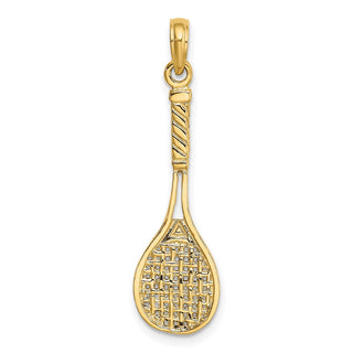 10K Yellow Gold Solid Polished 3-D Tennis Racquet Charm 10D1440