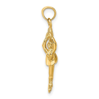 10K Yellow Gold Solid Polished 3-D Figure Skater Charm
