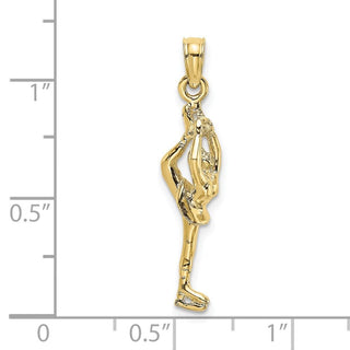 10K Yellow Gold Solid Polished 3-D Figure Skater Charm
