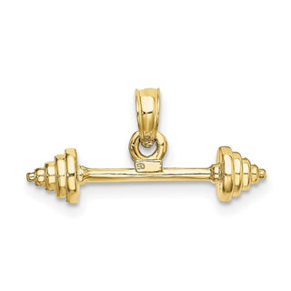 10k Yellow Gold Solid Polished 3-Dimensional Dumbbell Pendant