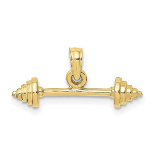 10k Yellow Gold Solid Polished 3-Dimensional Dumbbell Pendant