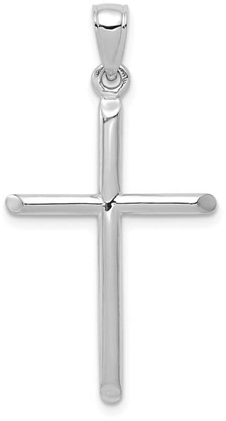 10k White Gold Tubular Cross Pendant