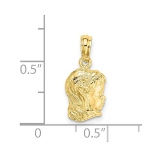 10K Yellow Gold Girl Head Charm