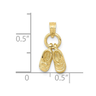 10K Yellow Gold 3D Moveable Baby Shoes Charm