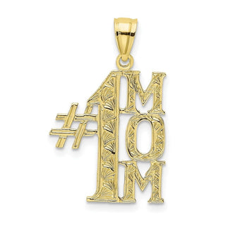 10k Yellow Gold #1 Mom Vertical Pendant