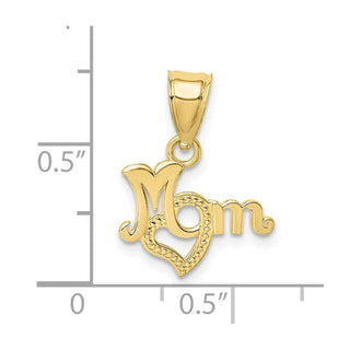 10k Yellow Gold Mom With Heart Pendant