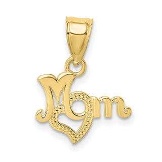 10k Yellow Gold Mom With Heart Pendant