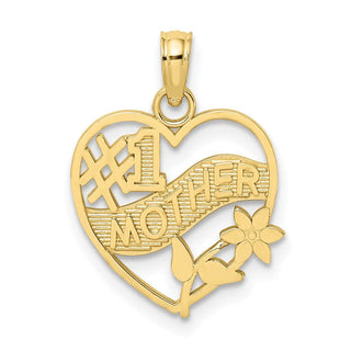 10k Yellow Gold #1 Mother In Heart Frame Pendant