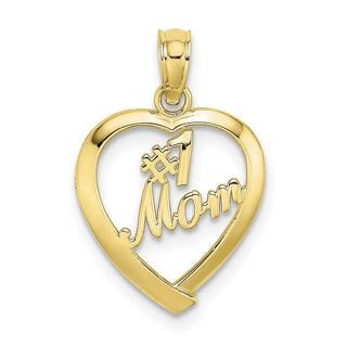 10k Yellow Gold #1 Mom In Heart Pendant