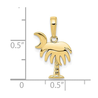 10K Yellow Gold Charleston Palm Tree with Moon Pendant