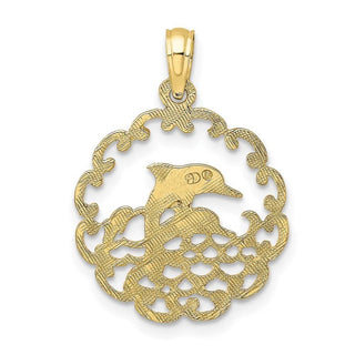 10k Yellow Gold Cut-Out Jumping Dolphins Pendant