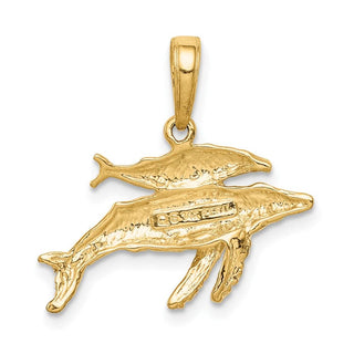10K Yellow Gold Mother and Baby Humpback Whale Pendant