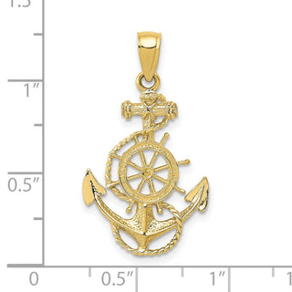 10k Yellow Gold Anchor And Wheel Pendant
