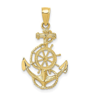 10k Yellow Gold Anchor And Wheel Pendant