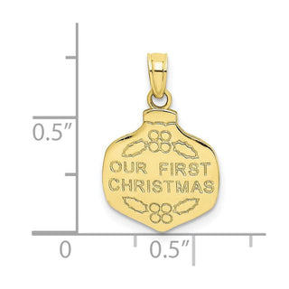 10k Yellow Gold Our First Christmas Ornament Pendant