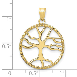 10K Yellow Gold Tree of Life in Round Frame Pendant
