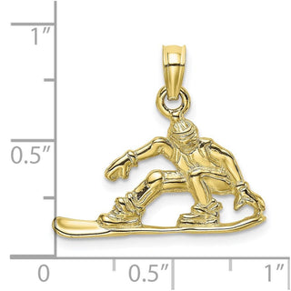 10k Yellow Gold Snowboarder Pendant