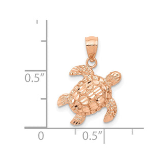 10k Rose Gold Diamond-cut Turtle Pendant