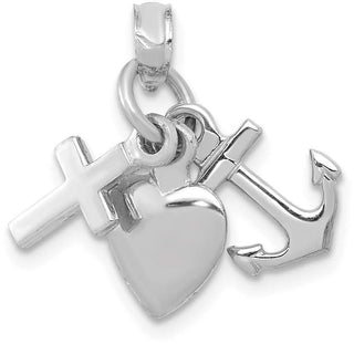 10k White Gold Faith, Hope and Charity Pendant