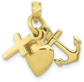 10k Yellow Gold Faith, Hope and Charity Pendant