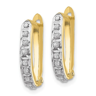 10k Yellow Gold 16mm Diamond Fascination Hinged Hoop Earrings