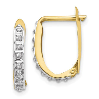 10k Yellow Gold 16mm Diamond Fascination Hinged Hoop Earrings