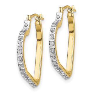 10k Yellow Gold 16mm Diamond Fascination Heart Hoop Earrings